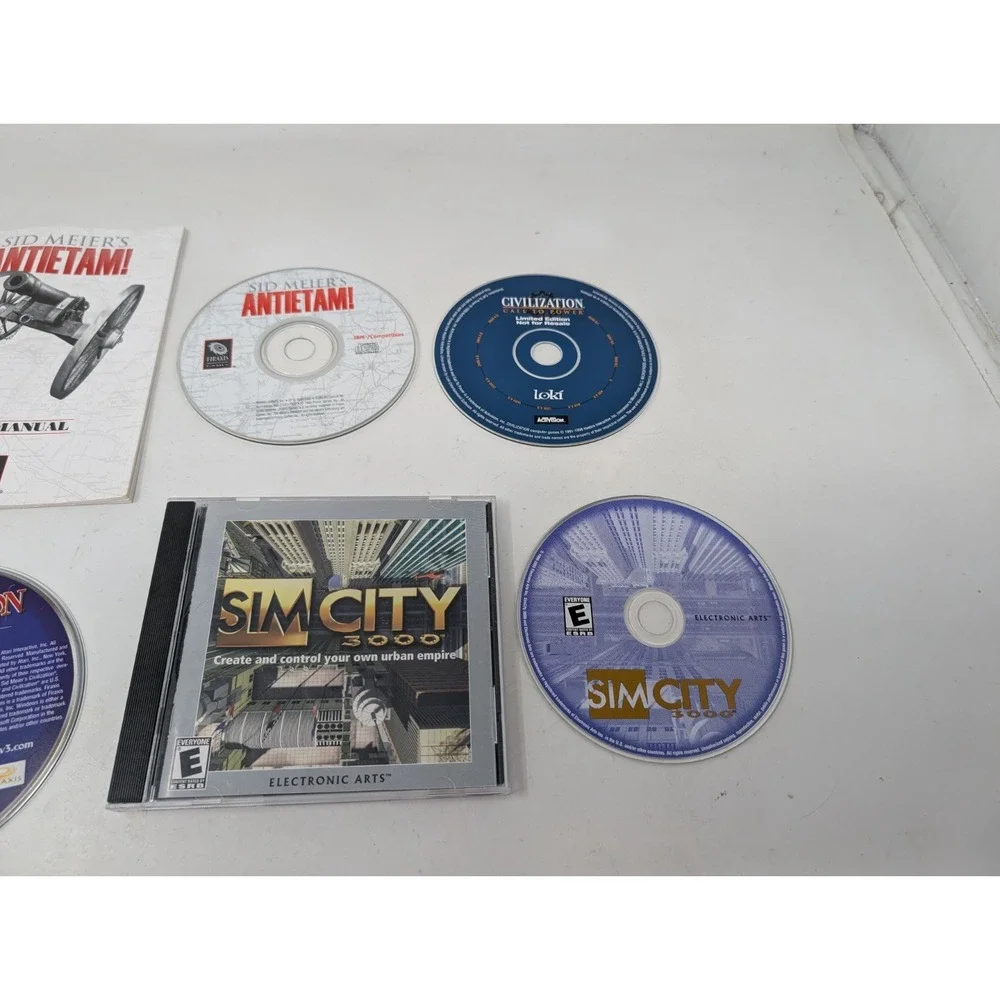PC Game Lot Sid Meier's Civilization Gettysburg Sim City‎ 3000 VTG